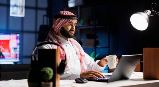 A man building his startup in Saudi Arabia